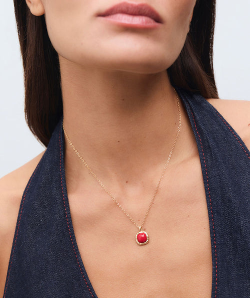 Necklace fine chain Zahara with red synthetic coral secundaria