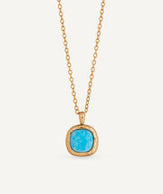 Collar cadena fina Turquesa con cuarzo larimar azul