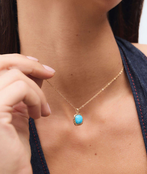 Necklace fine chain Turquesa with blue larimar quartz secundaria