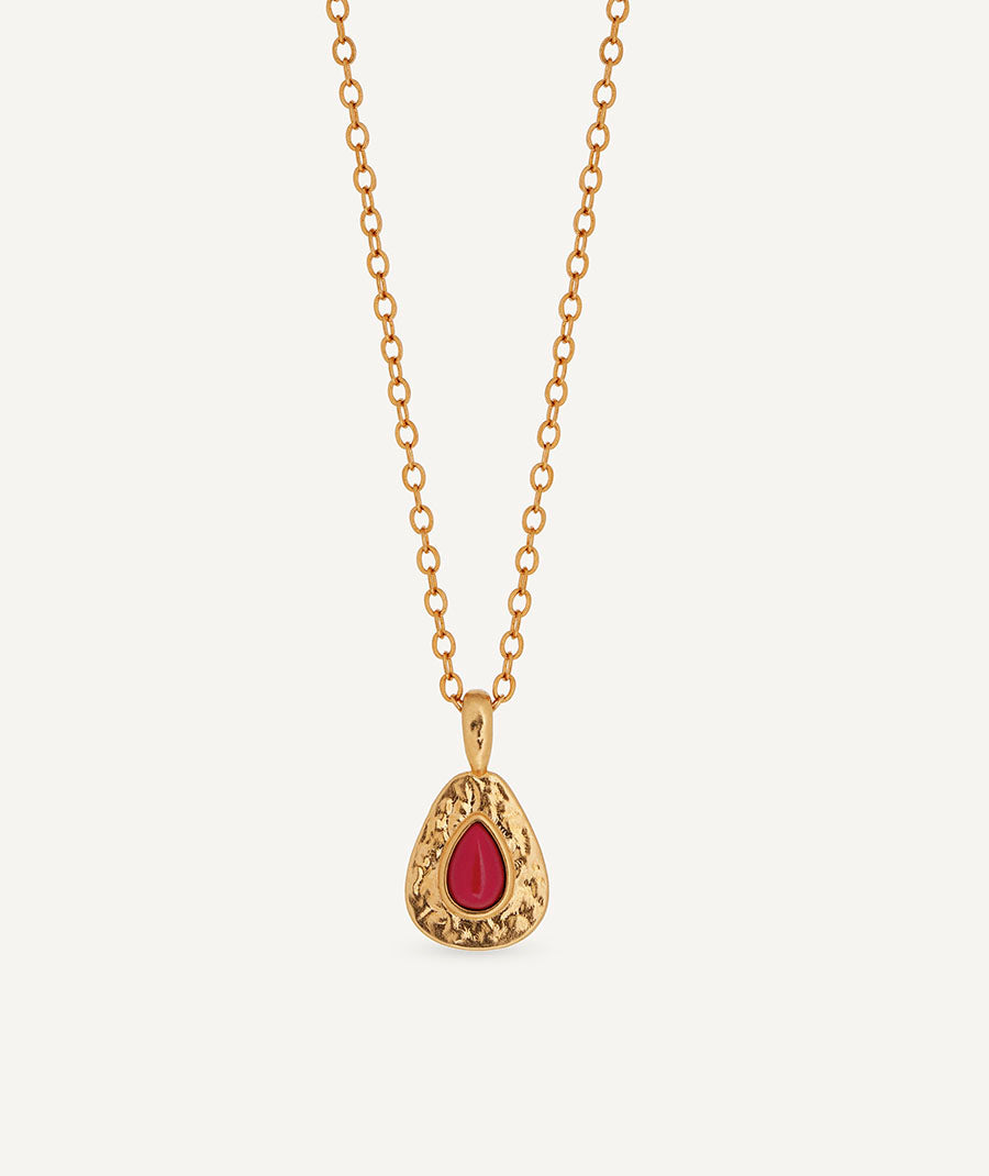 Necklace drop Zahara with red synthetic coral