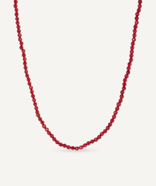 Necklace beads with red synthetic coral