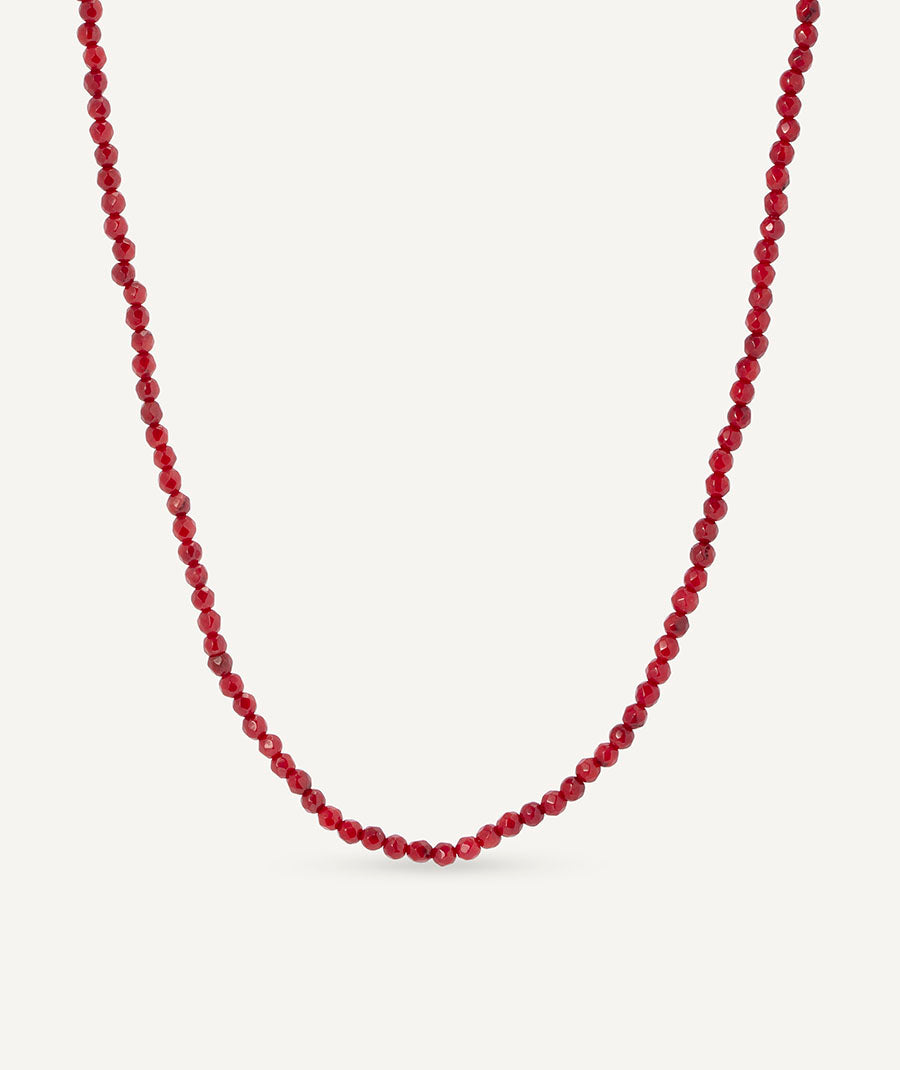 Necklace beads with red synthetic coral