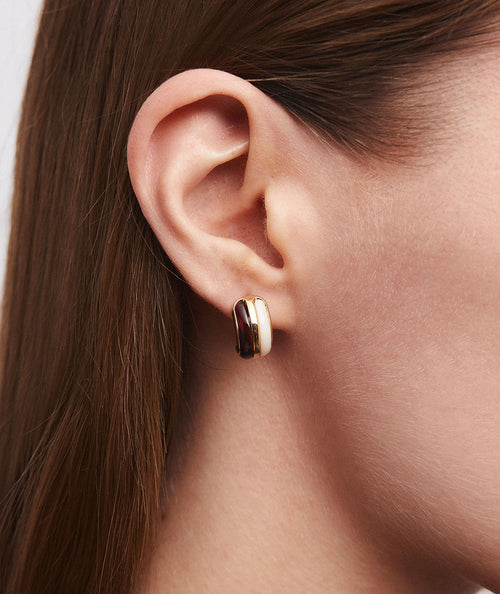 Earrings mini half moon Camel with acetate and resin in neutral tones secundaria