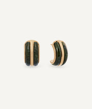 Earrings mini half moon Mármol with acetate and green resin