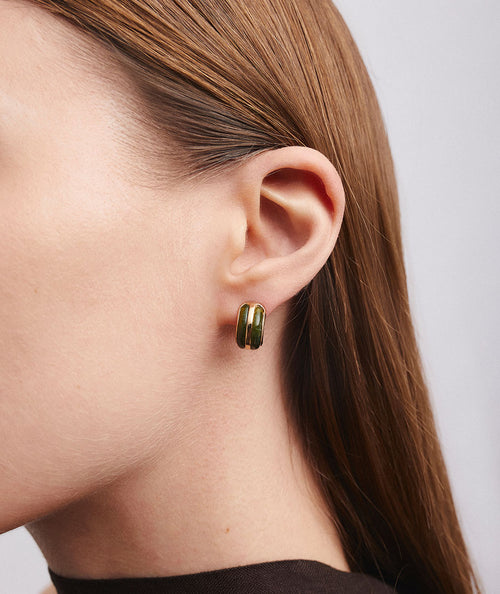 Earrings mini half moon Mármol with acetate and green resin secundaria