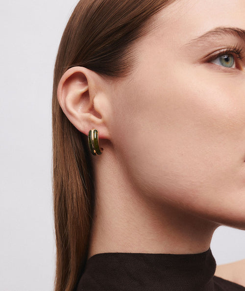 Earrings half moon Mármol with acetate and green resin secundaria