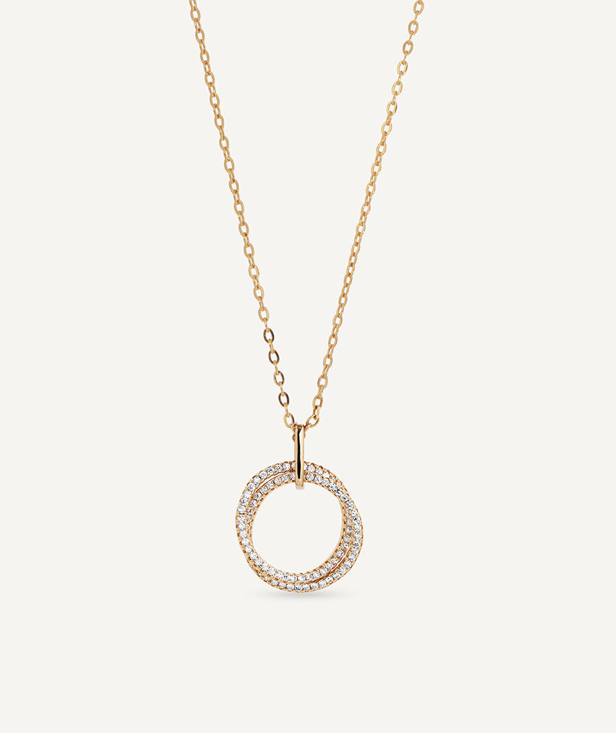 Pendant Allegretta intertwined rings with zircons