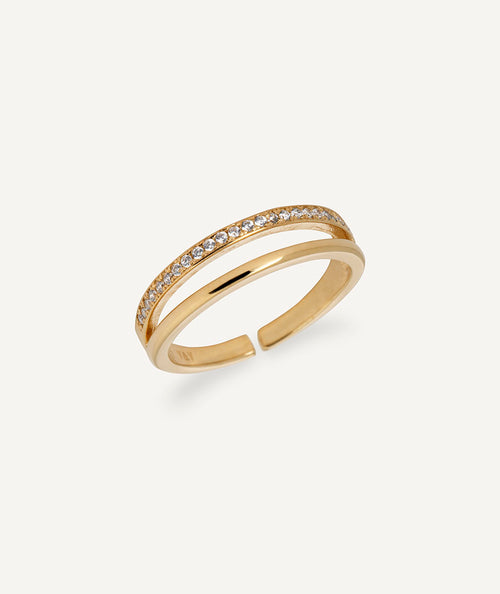 Anillo dúo abierto Twin con circonitas