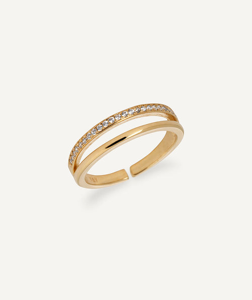 Anillo dúo abierto Twin con circonitas