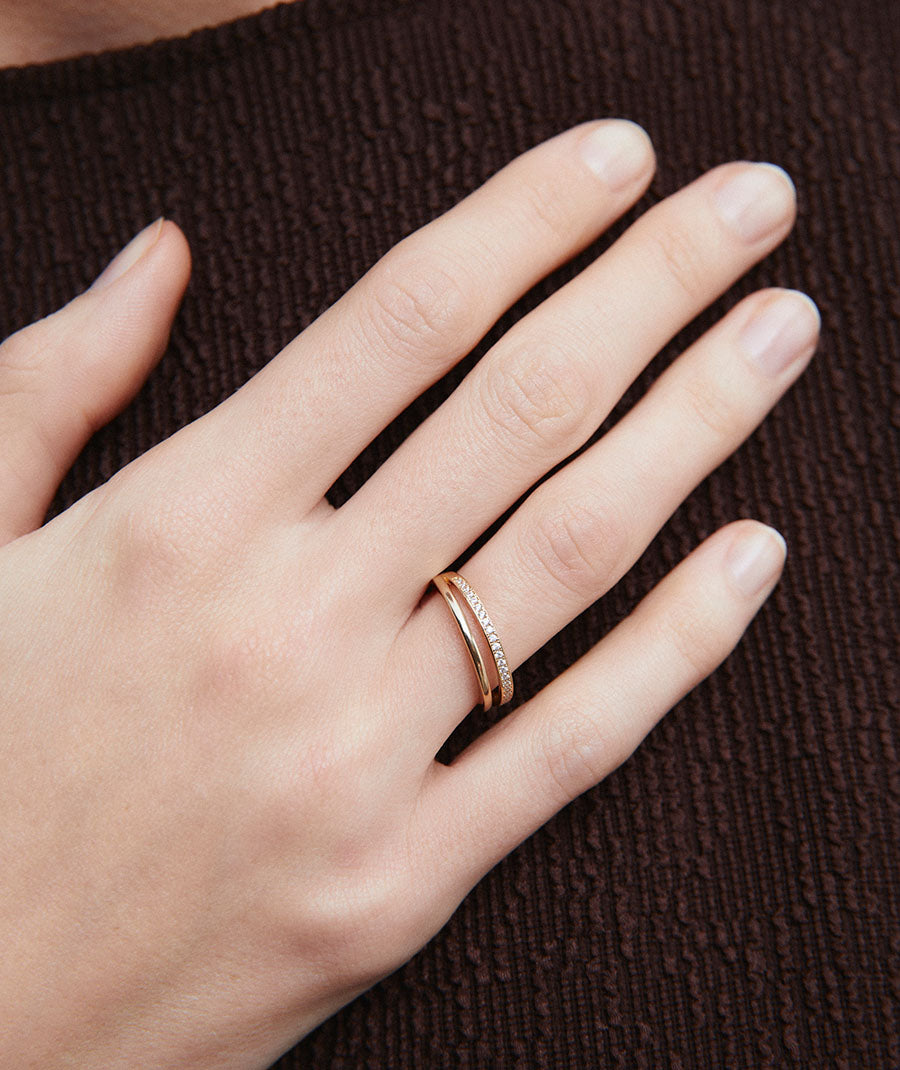 Ring Twin open duo with zirconia stones