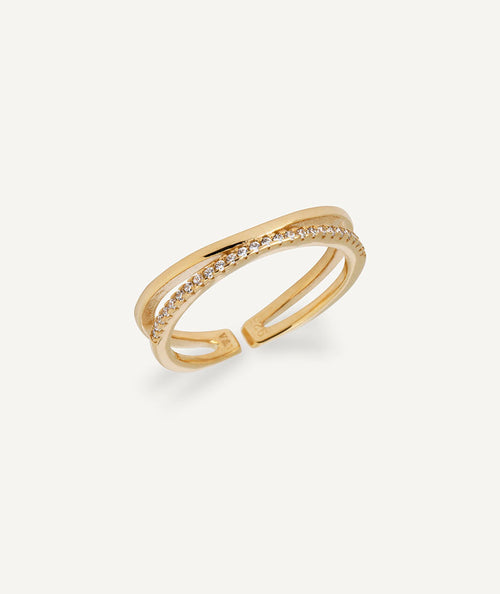Ring Twin duo with zirconia stones