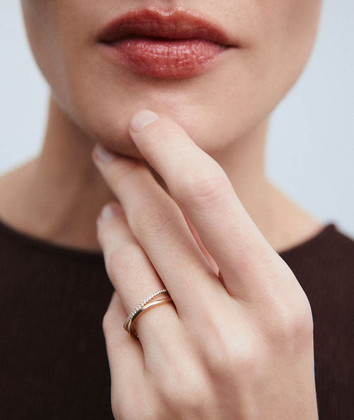 Ring Twin duo with zirconia stones secundaria
