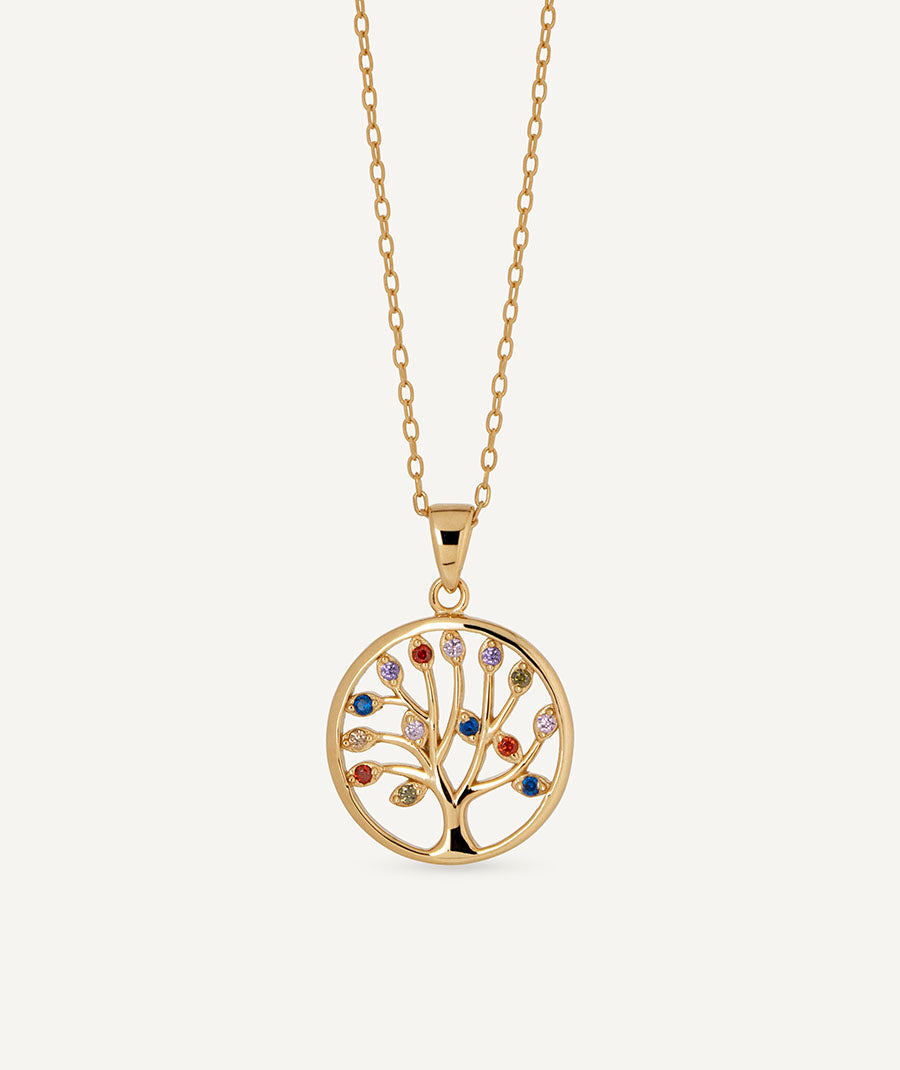Colgante Arbol de la vida con circonitas multicolores