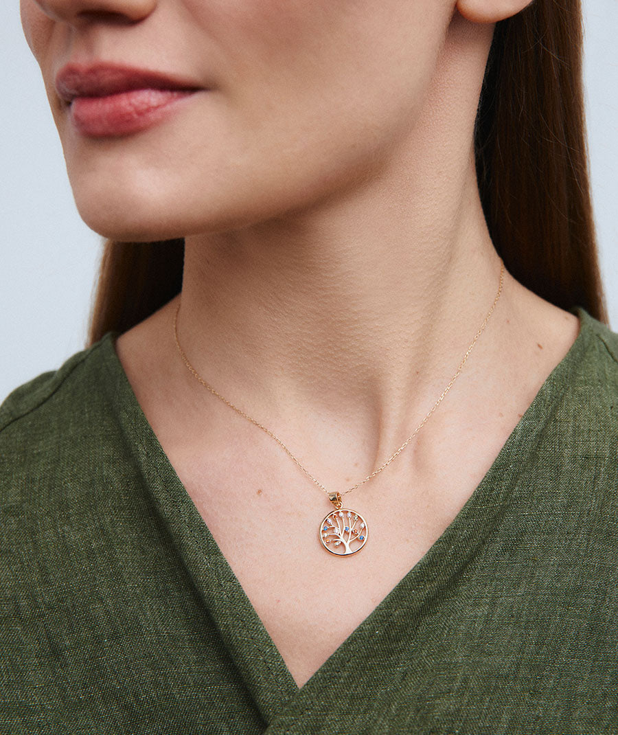 Colgante Arbol de la vida con circonitas multicolores