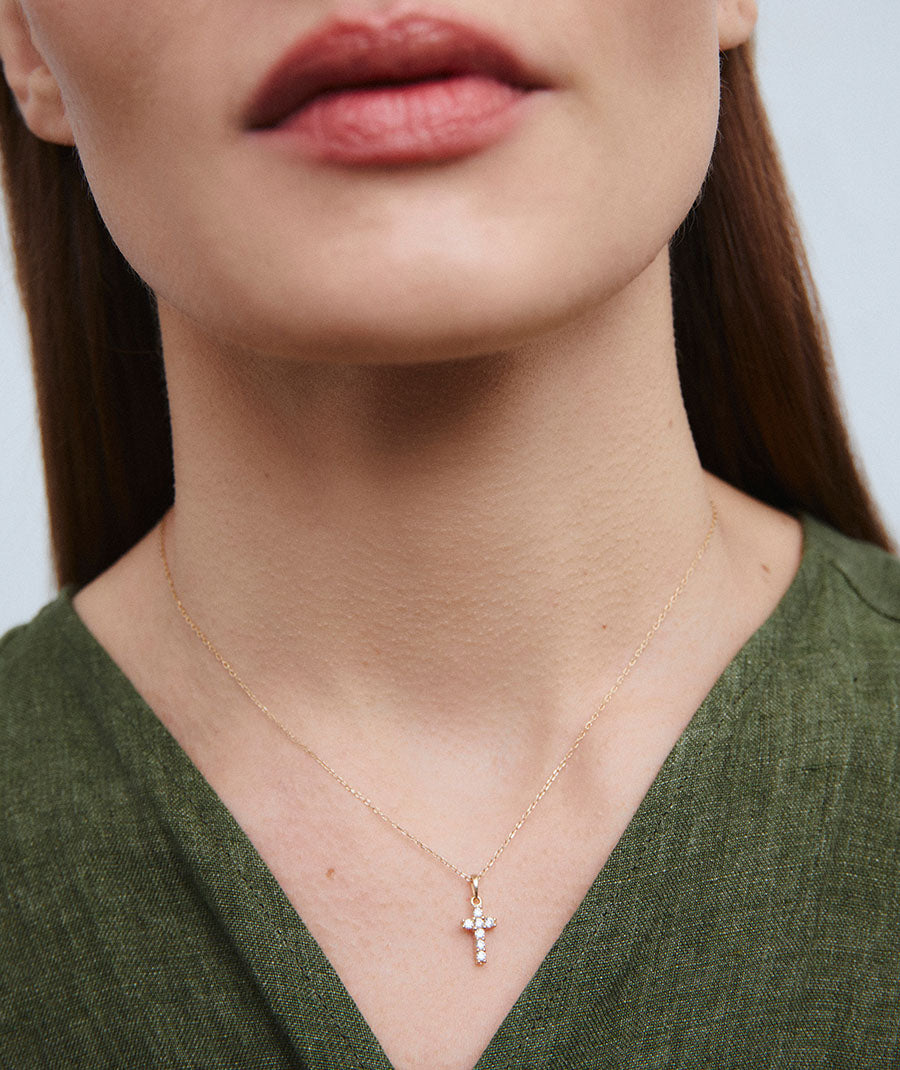 Colgante mini Cruz con circonitas