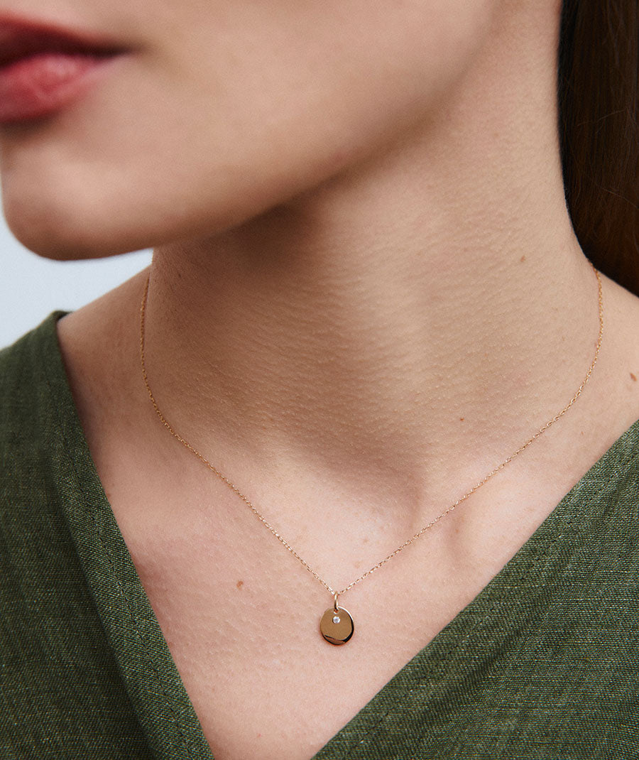 Colgante redondo Minuit con circonita