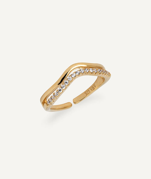 Anillo dúo ondulado Shía con circonitas