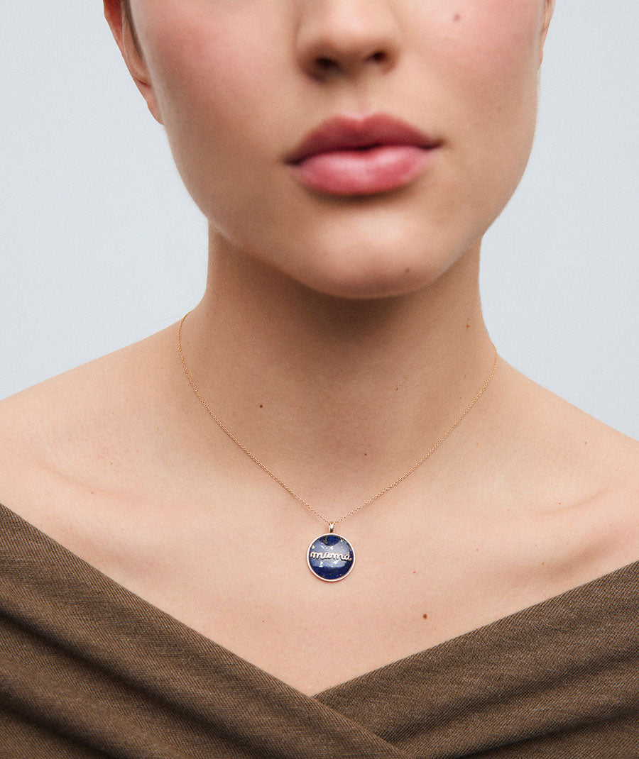 Colgante círculo Mama con lapislázuli azul