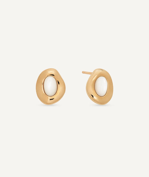 Earrings button Ivoria with white mother-of-pearl