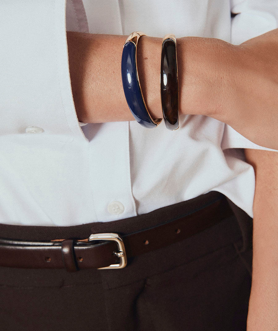 Bangle Navy Cuff with Brown Resin
