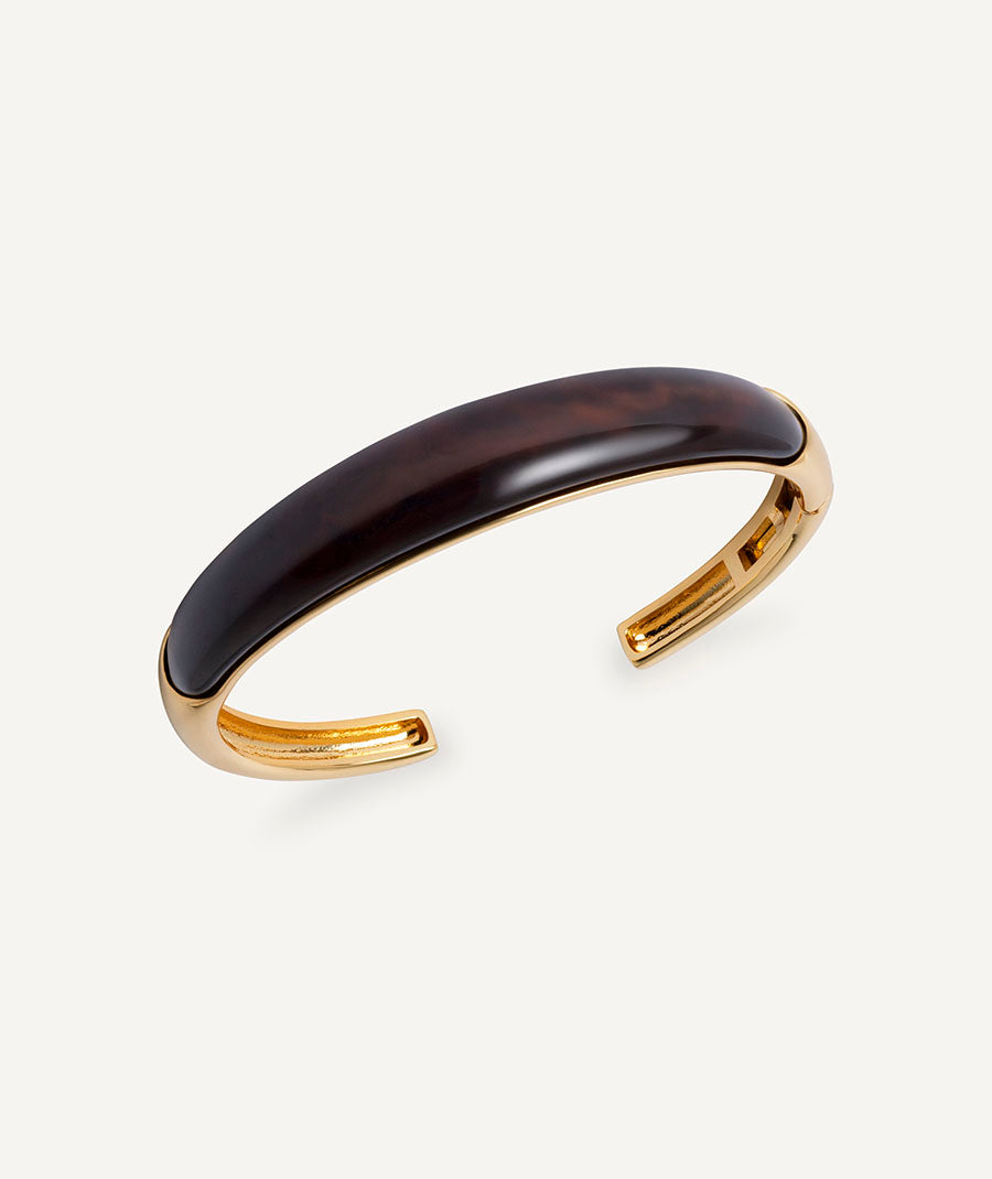 Brazalete rígido Coffee con Acetato y Resina marrón