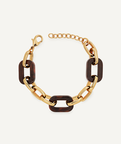 Pulsera eslabones Coffee con Acetato y Résina marron