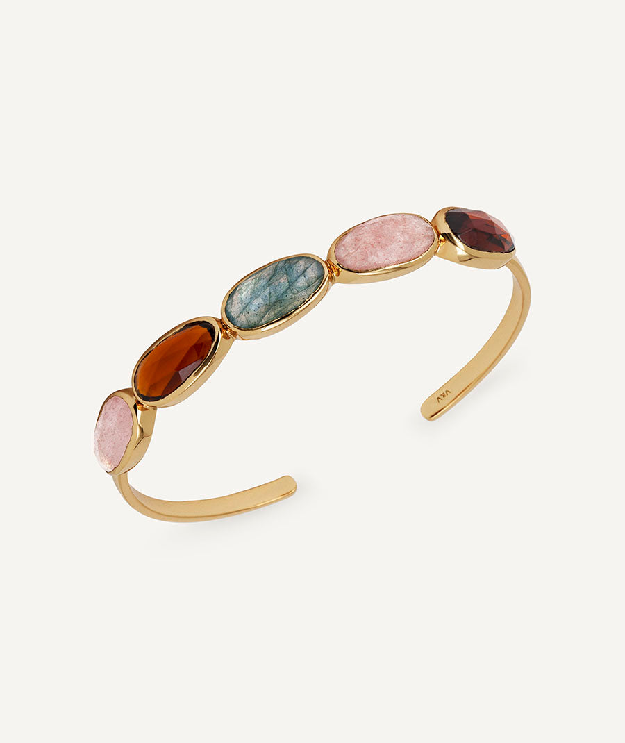 Jara Rigid Bracelet with Soft-Tone Semi-Precious Stones