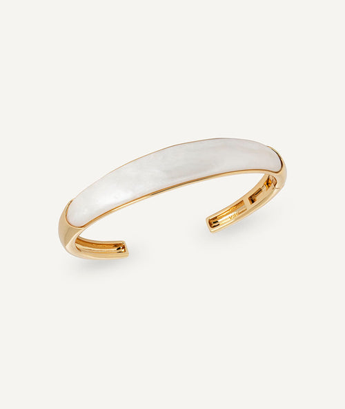 Brazalete rígido Clar con acetato y resina beige