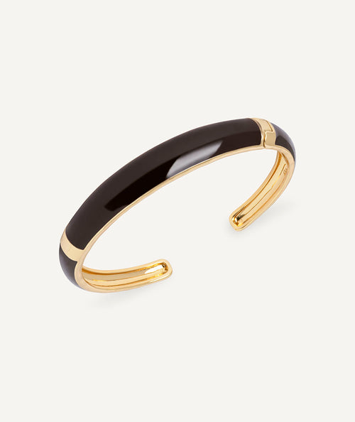 Bangle sculptural Interval with brown enamels