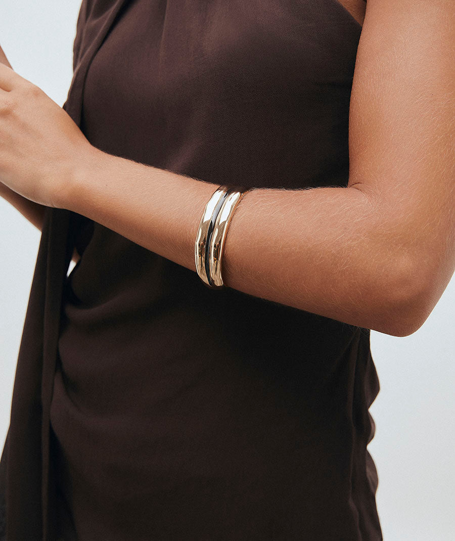 Horizon Duo Bangle with Brown Enamels