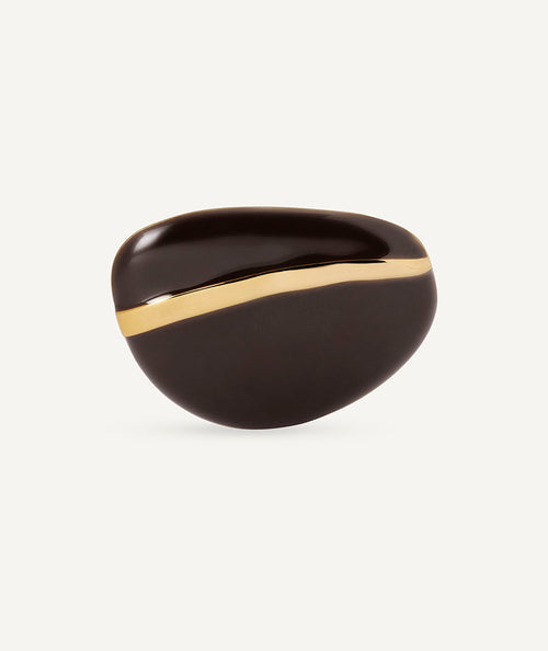Brooch asymmetric Intervalo with brown enamel
