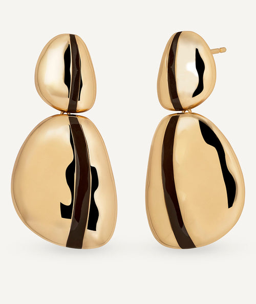 Pendientes gruesos largos Horizonte con Esmaltes marrón