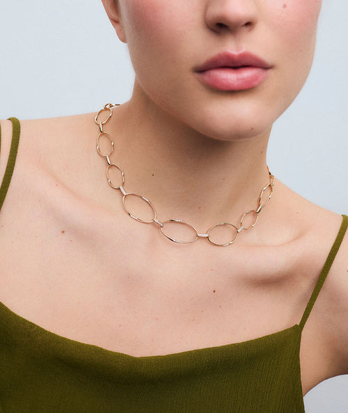 Collar eslabones Flow con circonitas secundaria
