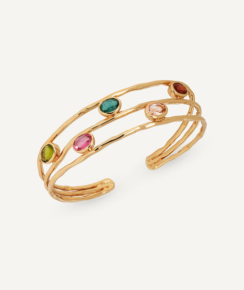 Brazalete abierto Flora con piedras naturales