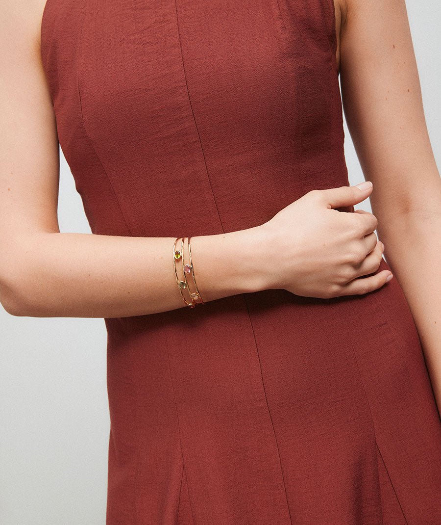 Brazalete abierto Flora con piedras naturales