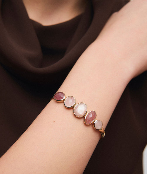 Bangle Peach with natural stones in neutral tones secundaria