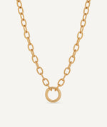 Necklace long link chain with hoop