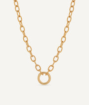 Necklace long link chain with hoop