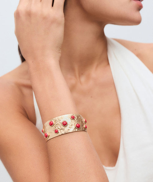 Bangle volume Zahara with red synthetic coral secundaria