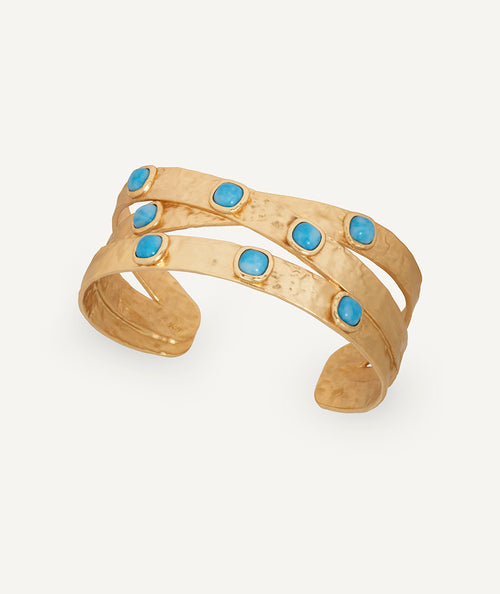 Bangle crossed Turquesa with blue larimar quartz