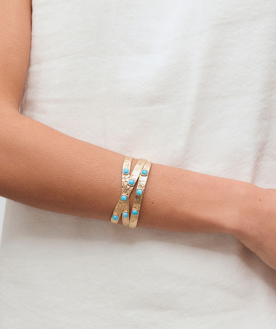 Bangle crossed Turquesa with blue larimar quartz | VIDAL & VIDAL