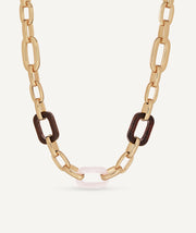 Necklace links Candy with acetate and brown and beige resin