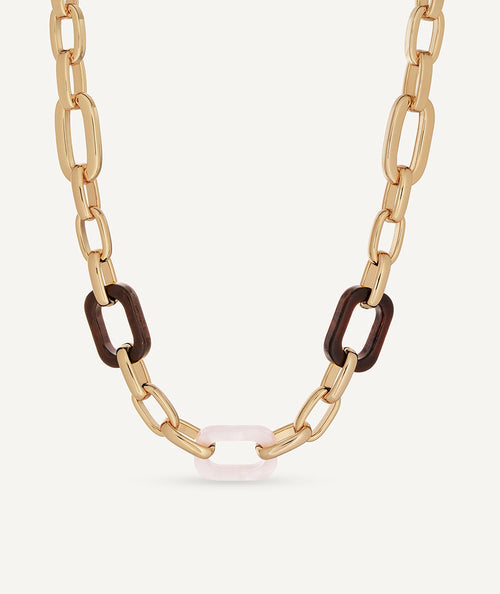 Necklace links Candy with acetate and brown and beige resin