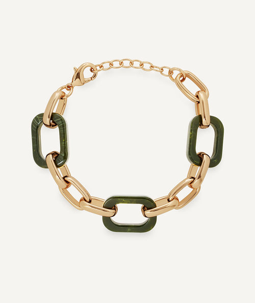 Bracelet links Garden with acetate and green resin