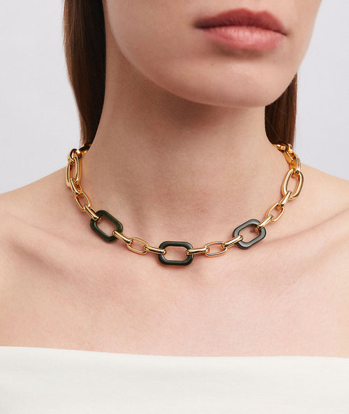 Necklace links Garden with acetate and green resin secundaria