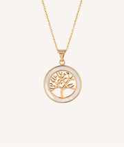Mother of Pearl Gold Tree of Life Pendant