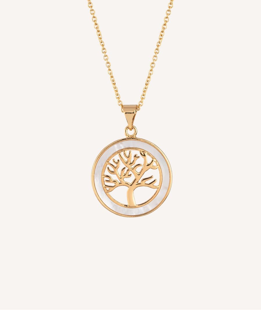 Mother of Pearl Gold Tree of Life Pendant