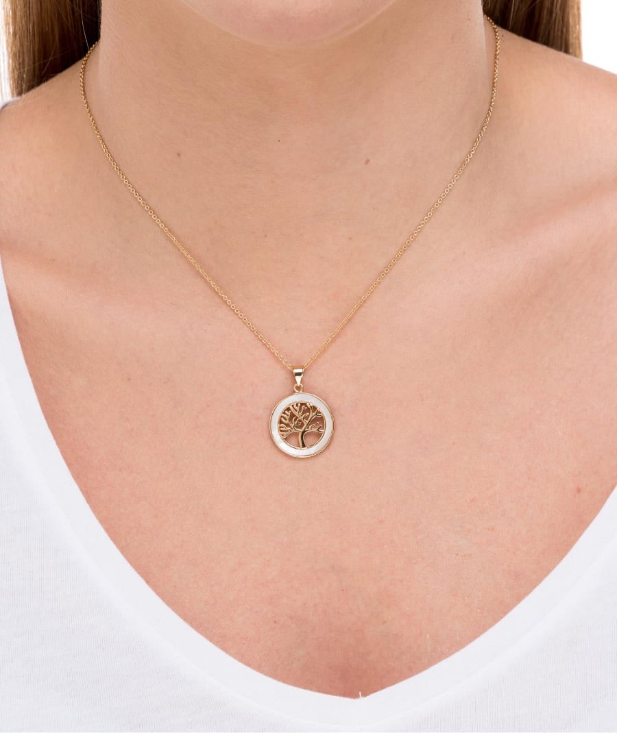 Mother of Pearl Gold Tree of Life Pendant