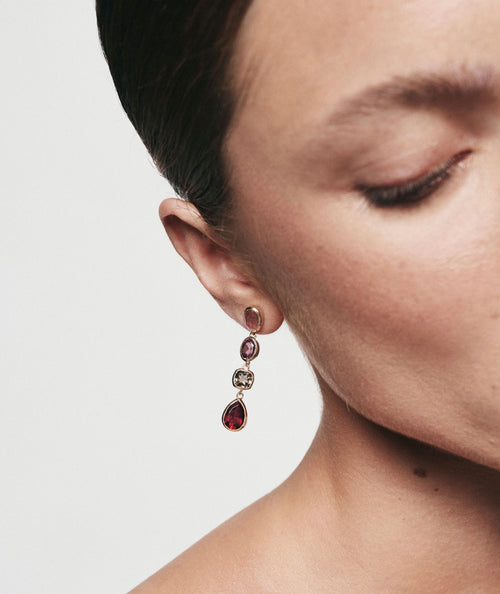 Pendientes largos Rougea con piedras naturales secundaria