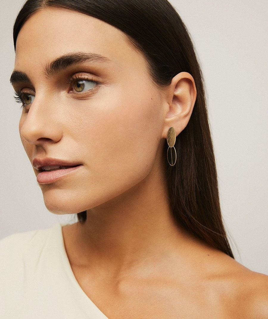 Gold Double Oval Earrings